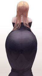 Rule 34 | 1girl, absurdres, ass, ass focus, blonde hair, highres, kneeling, long hair, nijisanji, nun, pantylines, simple background, sister claire, sister claire (1st costume), solo, very long hair, virtual youtuber, wasabi sushi, white background
