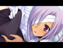 Rule 34 | 2boys, bandages, caressing testicles, crossdressing, erection, eyepatch, male focus, multiple boys, oneechan no shuuchuu chiryou!, panties, pantyhose, penis, purple eyes, solo focus, tail skid, testicles, trap, trap on trap, underwear, yaoi