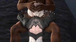 Rule 34 | 10s, 1boy, 1girl, 2b (nier:automata), 3d, android, animated, audible music, back cutout, bloom, breathing, clothing cutout, cum, cum in mouth, dark-skinned male, dark skin, deepthroat, domination, ejaculation, erection, fellatio, folded, gagging, hairband, hand on another&#039;s head, head out of frame, hetero, interracial, irrumatio, moaning, nier:automata, nier (series), oral, penis, platinum games, rated l, resized, short hair, sound, source filmmaker (medium), square enix, tagme, uncensored, upscaled, video, white hair