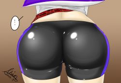 Rule 34 | 1girl, ass, ass focus, bike shorts, black shorts, from behind, head out of frame, highres, huge ass, inkling player character, lower body, nintendo, pantylines, shin arialente, shiny clothes, shorts, solo, splatoon (series), thighs, thong