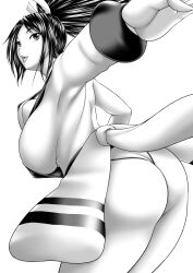 Rule 34 | 1girl, ass, breasts, butt crack, fatal fury, highres, huge breasts, long hair, ponytail, shiranui mai, solo