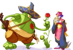 Rule 34 | amingo, cactus, claws, flower, hat, highres, jiangshi, lei lei, looking at another, marvel vs. capcom, marvel vs. capcom 2, sombrero, vampire (game)