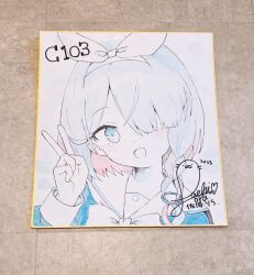 Rule 34 | 1girl, 2023, :d, arona (blue archive), blue archive, blue eyes, blue hair, blue shirt, blush, bow, braid, comiket 103, commentary request, hair over one eye, hair ribbon, hairband, hand up, long sleeves, multicolored hair, open mouth, pink hair, puffy long sleeves, puffy sleeves, ribbon, saeki sora, sailor collar, school uniform, serafuku, shirt, signature, single braid, smile, solo, two-tone hair, upper body, white bow, white hairband, white ribbon, white sailor collar