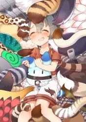 Rule 34 | 10s, 6+girls, ^ ^, african wild dog (kemono friends), alpaca suri (kemono friends), alpaca tail, american beaver (kemono friends), armadillo tail, aurochs (kemono friends), beaver tail, black hair, blush, campo flicker (kemono friends), cat tail, chameleon tail, character request, closed eyes, common raccoon (kemono friends), dog tail, drooling, eurasian eagle owl (kemono friends), ezo red fox (kemono friends), fennec (kemono friends), fox tail, giant armadillo (kemono friends), giraffe tail, hair between eyes, highres, hippopotamus (kemono friends), jaguar (kemono friends), jaguar tail, japanese crested ibis (kemono friends), kaban (kemono friends), kemono friends, lion (kemono friends), lion tail, lucky beast (kemono friends), margay (kemono friends), multiple girls, northern white-faced owl (kemono friends), otter tail, panther chameleon (kemono friends), plains zebra (kemono friends), raccoon tail, red shirt, reticulated giraffe (kemono friends), sand cat (kemono friends), scarlet ibis (kemono friends), serval (kemono friends), serval tail, shirt, short sleeves, shorts, silver fox (kemono friends), small-clawed otter (kemono friends), snake tail, tail, tanaka kusao, tsuchinoko (kemono friends)