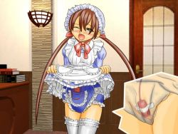 Rule 34 | 1girl, adult baby, brown hair, diaper, discreet vibrator, female focus, long hair, maid, sex toy, twintails, vibrator