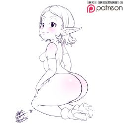 Rule 34 | 1girl, 2018, artist name, ass, boots, breasts, captainjerkpants, chronoa, curvy, dragon ball, dragon ball xenoverse, female focus, highres, huge ass, leotard, looking at viewer, looking back, monochrome, naughty face, petite, pointy ears, short hair, smile, solo, supreme kai of time