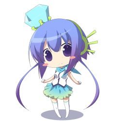 Rule 34 | 1girl, animated, animated gif, aoki lapis, blinking, blue eyes, blue hair, chibi, diamond (gemstone), gloves, hair ornament, long hair, lowres, matching hair/eyes, multicolored hair, musical note, simple background, skirt, smile, solo, thighhighs, twintails, vocaloid, yuzuki kei