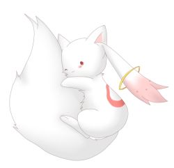 Rule 34 | 10s, :3, animal, blush, hugging own tail, hugging tail, kyubey, large tail, mahou shoujo madoka magica, mahou shoujo madoka magica (anime), nimono saba, no humans, one eye closed, solo, tail, wink