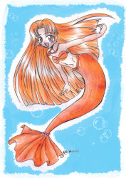 Rule 34 | 00s, 1girl, mermaid, mermaid melody pichi pichi pitch, monster girl, orange hair, seira (mermaid melody pichi pichi pitch), solo