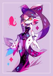 Rule 34 | 1girl, amakusa (hidorozoa), bad id, bad twitter id, bare arms, black hair, boots, breasts, callie (splatoon), cleavage, dress, earrings, full body, gloves, grey background, inkling, jewelry, long hair, looking to the side, mask, mole, mole under eye, nintendo, pantyhose, pointy ears, simple background, sleeveless, sleeveless dress, solo, strapless, strapless dress, symbol-shaped pupils, tentacle hair, twintails, very long hair, white gloves, yellow eyes