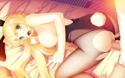Rule 34 | akizora ni mau confetti, all fours, animal ears, ass, bed, blonde hair, blush, breasts, censored, fake animal ears, large breasts, nipples, penis, playboy bunny, pussy, rabbit ears, sex, tail, ueda ryou