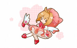 Rule 34 | 1girl, blush stickers, bow, bowtie, brown hair, cardcaptor sakura, cherry blossoms, chibi, commentary, dated, dress, floral background, footwear ribbon, frilled dress, frills, fuuin no tsue, gloves, holding, holding wand, hood, kinomoto sakura, puffy short sleeves, puffy sleeves, red bow, red bowtie, red dress, red footwear, red hood, sanpati, short sleeves, solid oval eyes, solo, traditional media, twitter username, wand, white background, white gloves, wings