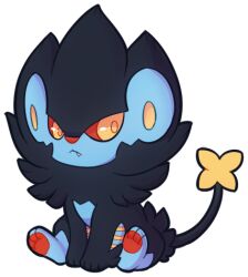 Rule 34 | animal focus, ayinai, black hair, chibi, closed mouth, colored sclera, creatures (company), fang, game freak, gen 4 pokemon, luxray, nintendo, no humans, pokemon, pokemon (creature), red sclera, sitting, solo, transparent background, yellow eyes
