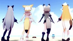 Rule 34 | 3d, 4girls, animal ears, animated, ass, ass shake, bat-eared fox (kemono friends), beach, blush, bouncing breasts, breasts, cleft of venus, dancing, ezo red fox (kemono friends), fennec (kemono friends), fox ears, fox tail, ghost dance, highres, kemono friends, lucky beast (kemono friends), miniskirt, multiple girls, navel, nipples, no panties, nude, outdoors, pussy, raccoon ears, raccoon tail, silver fox (kemono friends), skirt, small breasts, sound, standing, tail, torea, uncensored, video