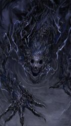 Rule 34 | absurdres, bloodborne, claws, commentary, darkbeast paarl, electricity, facing viewer, highres, horror (theme), monster, nameno92372763, no humans, open mouth, solo