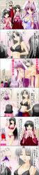 Rule 34 | 4girls, ^^^, animal ears, bikini, black hair, bra, breast envy, grabbing another&#039;s breast, breasts, cleavage, comic, engo (aquawatery), female focus, fujiwara no mokou, grabbing, highres, houraisan kaguya, inaba tewi, lingerie, long hair, long image, multiple girls, nude, purple hair, rabbit ears, reisen udongein inaba, side-tie bikini bottom, silver hair, swimsuit, tall image, tears, touhou, translation request, underwear, undressing, very long hair, yagokoro eirin, yuri