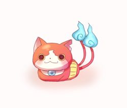 Rule 34 | 10s, :3, blush, cat, flame-tipped tail, haramaki, jibanyan, multiple tails, no humans, notched ear, solo, tail, two tails, umi (srtm07), white background, traditional youkai, youkai watch