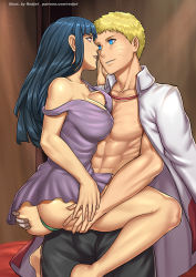 Rule 34 | 1boy, 1girl, abs, artist name, ass, black hair, black pants, blonde hair, blue eyes, breasts, collarbone, commentary request, facial mark, giovanni zaccaria, green panties, hand on another&#039;s ass, holding person, hyuuga hinata, jacket, large breasts, long hair, looking at another, manly, naruto, naruto: the last, naruto (series), nightgown, panties, pants, pectorals, short hair, smile, underwear, uzumaki naruto, watermark, web address, white jacket