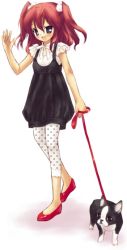 Rule 34 | 1girl, dog, komiya yuuta, original, polka dot, red hair, solo, twintails