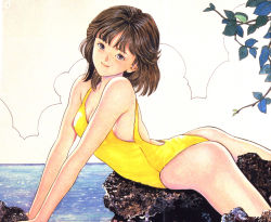 Rule 34 | ass, breasts, brown eyes, brown hair, cleavage, den&#039;ei shoujo, hayakawa moemi, highres, swimsuit