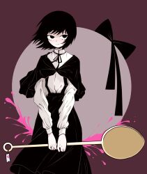 Rule 34 | 1other, absurdres, androgynous, black capelet, black eyes, black hair, black ribbon, black skirt, capelet, catt (project moon), closed mouth, floating hair, framesxie, highres, holding, holding spoon, long sleeves, neck ribbon, oversized object, project moon, ribbon, sanpaku, shirt, short hair, skirt, solo, spoon, suspender skirt, suspenders, white shirt, wonderlab