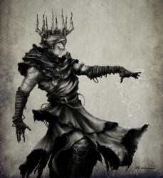 Rule 34 | arm up, artist name, brian moncus, crown, destiny (game), greyscale, helmet, lightning, looking to the side, monochrome, robe, signature, solo, warlock (destiny)