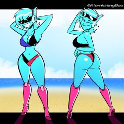 Rule 34 | 1girl, atomickingboo, bikini, highres, original, swimsuit, thick thighs, thighs