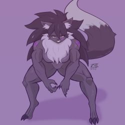 Rule 34 | abs, absurdres, animal ears, biceps, big hair, breasts, chest tuft, claws, furry, furry female, glowing tattoo, highres, large breasts, muscular, muscular female, self-upload, serenity (ntg29), sharp teeth, tail, tattoo, teeth, thick thighs, thighs, werewolf, wolf ears, wolf girl, wolf tail