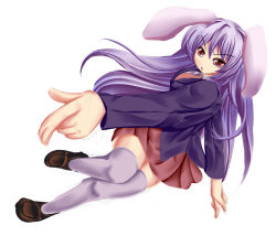 Rule 34 | 1girl, animal ears, female focus, full body, long hair, monikano, purple hair, rabbit ears, reisen udongein inaba, simple background, sketch, solo, thighhighs, touhou, white background
