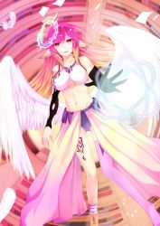 Rule 34 | + +, 10s, 1girl, angel wings, blonde hair, blush, breasts, spiked halo, feathered wings, gloves, gradient hair, halo, jibril (no game no life), long hair, looking at viewer, low wings, magic circle, midriff, multicolored hair, navel, no game no life, pink hair, shoes, single shoe, skybuster, solo, thighhighs, white wings, wings, yellow eyes