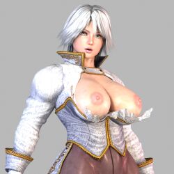 Rule 34 | 1girl, 3d, a reyko, breasts, christie (doa), dead or alive, female focus, highres, large breasts, nipples, open mouth, short hair, white hair