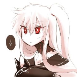 Rule 34 | ..., 10s, 1girl, ?, abyssal ship, aircraft carrier princess, colored skin, kantai collection, long hair, lowres, one side up, portrait, rebecca (keinelove), red eyes, side ponytail, sketch, solo, white hair, white skin