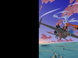 Rule 34 | aircraft, airship, blue hair, flying, mof, mof&#039;s silver haired twintailed girl, original, solo, twintails, vehicle focus
