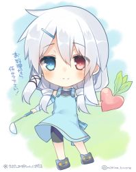 Rule 34 | 1girl, chibi, ciel sacred, hair ornament, hairclip, heart, heterochromia, ladle, long hair, looking at viewer, md5 mismatch, mishima kurone, original, resized, silver hair, smile, solo, twitter username
