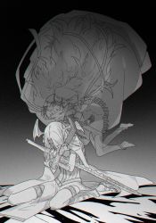 Rule 34 | 2girls, barefoot, braid, cape, chromatic aberration, closed eyes, covered face, fire emblem, fire emblem: three houses, flower, greyscale, hair flower, hair ornament, head wings, headband, heroes relic (fire emblem), highres, holding, holding sword, holding weapon, long hair, monochrome, mother and daughter, multiple girls, nintendo, open mouth, pelvic curtain, plantar flexion, pointy ears, rhea (fire emblem), seiros (fire emblem), sitting, sothis (fire emblem), spoilers, sword, sword of the creator, thigh strap, tiara, twin braids, very long hair, weapon, welcome siesta, wings
