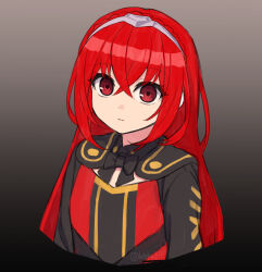 Rule 34 | 1girl, aged down, alear (female) (divine attire) (fire emblem), alear (female) (fire emblem), alear (fire emblem), braid, child, cropped torso, crossed bangs, crown braid, fire emblem, fire emblem engage, highres, long hair, looking at viewer, multicolored hair, nintendo, official alternate costume, official alternate hair color, red eyes, red hair, shinae, solo, tiara, upper body, very long hair