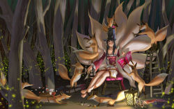 Rule 34 | 1girl, ahri (league of legends), animal ears, applying pedicure, bad deviantart id, bad id, bare legs, bare shoulders, barefoot, basket, black hair, book, breasts, brushing hair, buckle, cleavage, comb, detached sleeves, facial mark, fireflies, flower, forest, fox, fox ears, fox tail, holding, holding book, korean clothes, lantern, league of legends, limsh, long hair, long sleeves, mask, mouth hold, multiple tails, nail polish, nail polish bottle, nature, off shoulder, open book, orange nails, outdoors, painting nails, painting toenails, reading, red flower, red rose, rose, shoes, sitting, slippers, small breasts, smile, stool, swept bangs, tail, teamwork, toenail polish, toenails, tree, unworn mask, unworn shoes, unworn thighhighs, white flower, white legwear, white rose, wide sleeves, yellow eyes