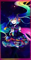 Rule 34 | 1girl, bad id, bad pixiv id, colorful, detached sleeves, closed eyes, female focus, green hair, hatsune miku, kazu (muchuukai), long hair, lowres, solo, touhou, twintails, vocaloid