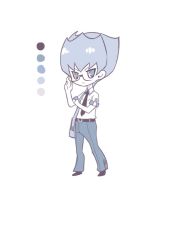Rule 34 | 1boy, chibi, dumon (yuu-gi-ou zexal), full body, glasses, grey eyes, grey hair, looking at viewer, male focus, simple background, smile, solo, standing, white background, yu-gi-oh!