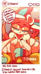 Rule 34 | 1boy, 1girl, animal ears, animal penis, animated, animated gif, aqua eyes, arm support, artist name, blue sclera, blush, breasts, character name, colored sclera, creatures (company), diives, english text, erection, fake screenshot, fang, furry, game freak, gen 1 pokemon, gen 6 pokemon, half-closed eyes, hand up, heart, hetero, highres, indoors, interspecies, jolteon, knotted penis, looking at viewer, medium breasts, nintendo, nipples, nude, open mouth, patreon logo, patreon username, penis, personification, pokemon, pokemon (creature), pokephilia, restrained, signature, sitting, sitting on person, smile, solo focus, speech bubble, spoken heart, spread legs, straddling, sylveon, talking, testicles, text focus, w