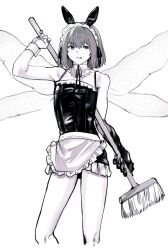 Rule 34 | 1boy, animal ears, apron, bow, broom, claws, clenched teeth, commentary request, crossdressing, detached collar, dress, facing viewer, fake animal ears, fate/grand order, fate (series), frilled apron, frilled dress, frills, headdress, highres, holding, holding broom, insect wings, looking to the side, maid, maid apron, maid headdress, maid male, male focus, male maid, medium hair, oberon (fate), oberon (third ascension) (fate), rabbit ears, sausu hitori, sleeveless, solo, strap, tagme, teeth, trap, wings, wrist cuffs