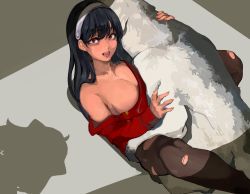 Rule 34 | 2girls, absurdres, anya (spy x family), bestiality, black hair, bond (spy x family), breasts, caught, hairband, highres, implied bestiality, implied sex, large breasts, long hair, looking at viewer, mamimi (mamamimi), multiple girls, red eyes, saliva, spy x family, torn clothes, torn legwear, yor briar