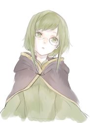 Rule 34 | 1girl, cloak, evillious nendaiki, expressionless, glasses, green eyes, green hair, gumi, leaning to the side, looking at viewer, magician, mizutame tori, robe, short hair, solo, vocaloid