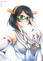 Rule 34 | 10s, 1girl, 2015, bad id, bad pixiv id, breasts, glasses, highres, kantai collection, kirishima (kancolle), large breasts, rasen (camura), short hair, smile, solo