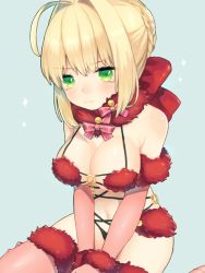 Rule 34 | 10s, 1girl, alternate color, blonde hair, blush, breasts, cleavage, cosplay, dress, elbow gloves, fate/extra, fate (series), gloves, hair intakes, large breasts, mash kyrielight, mash kyrielight (dangerous beast), mash kyrielight (dangerous beast) (cosplay), munuko, nero claudius (fate), nero claudius (fate) (all), nero claudius (fate/extra), official alternate costume, red dress, solo, tears, thighhighs