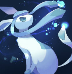 Rule 34 | :&lt;, animal focus, bad id, bad pixiv id, blue background, blue eyes, blue hair, blue sclera, blue theme, blurry, closed mouth, colored sclera, creatures (company), depth of field, from side, game freak, gen 4 pokemon, glaceon, highres, light particles, light trail, long hair, looking to the side, looking up, multicolored hair, nintendo, no humans, pio (piopio poke), pokemon, pokemon (creature), prehensile hair, sidelocks, sitting, solo, twintails, two-tone hair
