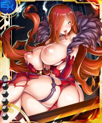 Rule 34 | 1girl, ass, astaroth (taimanin asagi), bare shoulders, breasts, card (ex-blue), card (medium), cleavage, curvy, dress, female focus, fingering, fire, grabbing, grabbing another&#039;s breast, huge ass, huge breasts, large breasts, lilith-soft, long hair, long tongue, looking at viewer, magic, moaning, naughty face, nipples, no bra, piercing, potion (moudamepo), puffy nipples, red hair, shiny skin, sideboob, sitting, smile, solo, taimanin (series), taimanin asagi, taimanin asagi battle arena all card gallery, taimanin asagi kessen arena, thick thighs, thighs, tongue, tongue out, tongue piercing, yellow eyes