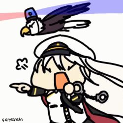 Rule 34 | 1girl, animated, animated gif, azur lane, bird, closed eyes, cuffs, eagle, enterprise (azur lane), handcuffs, lowres, open mouth, pointing, seseren