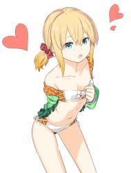 Rule 34 | 10s, 1girl, bikini, blonde hair, blue eyes, edna (tales), edna (water-averse girl) (tales), flat chest, highres, official alternate costume, open mouth, rakupi, short hair, side ponytail, solo, swimsuit, tales of (series), tales of zestiria, transparent background, white bikini