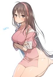 Rule 34 | 00s, 1girl, ahoge, artist name, bad id, bad pixiv id, bare legs, barefoot, blush, breasts, brown eyes, brown hair, covered navel, crossed arms, curvy, full body, hair between eyes, hairband, hip focus, japanese clothes, large breasts, legs, long hair, looking at viewer, ribbon, lin (sen to chihiro no kamikakushi), seiza, sen to chihiro no kamikakushi, shiny skin, short sleeves, side slit, sitting, solo, studio ghibli, sukja, thighs, traditional clothes, very long hair, white ribbon, wide hips